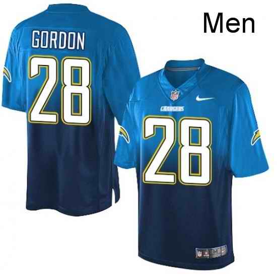 Men Nike Los Angeles Chargers 28 Melvin Gordon Elite Electric BlueNavy Fadeaway NFL Jersey
